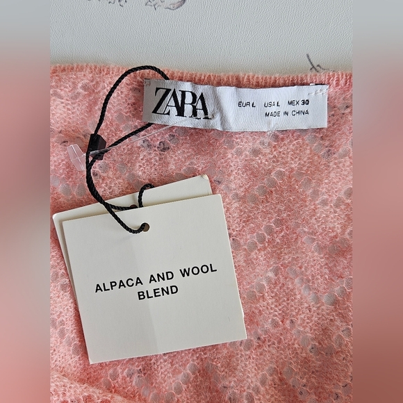 NWT!!! Zara‎ Alpaca-Wool Pointelle Knit Cropped Camisole, Size Large - Picture 3 of 4